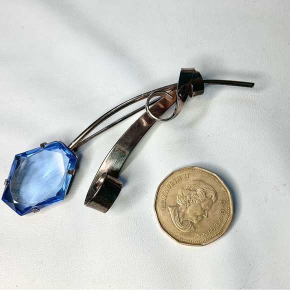 1940’s Coro Craft Sterling Blue Stone Brooch Large HTF! - Picture 2 of 6